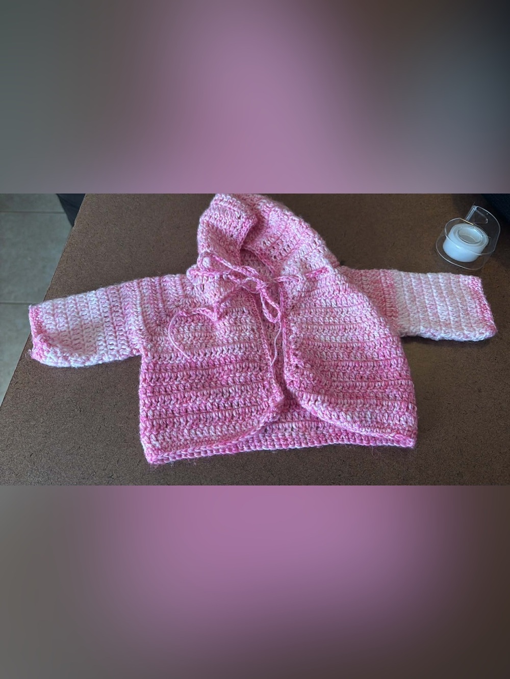Handcrafted Pink Hooded Crochet Kids Jacket